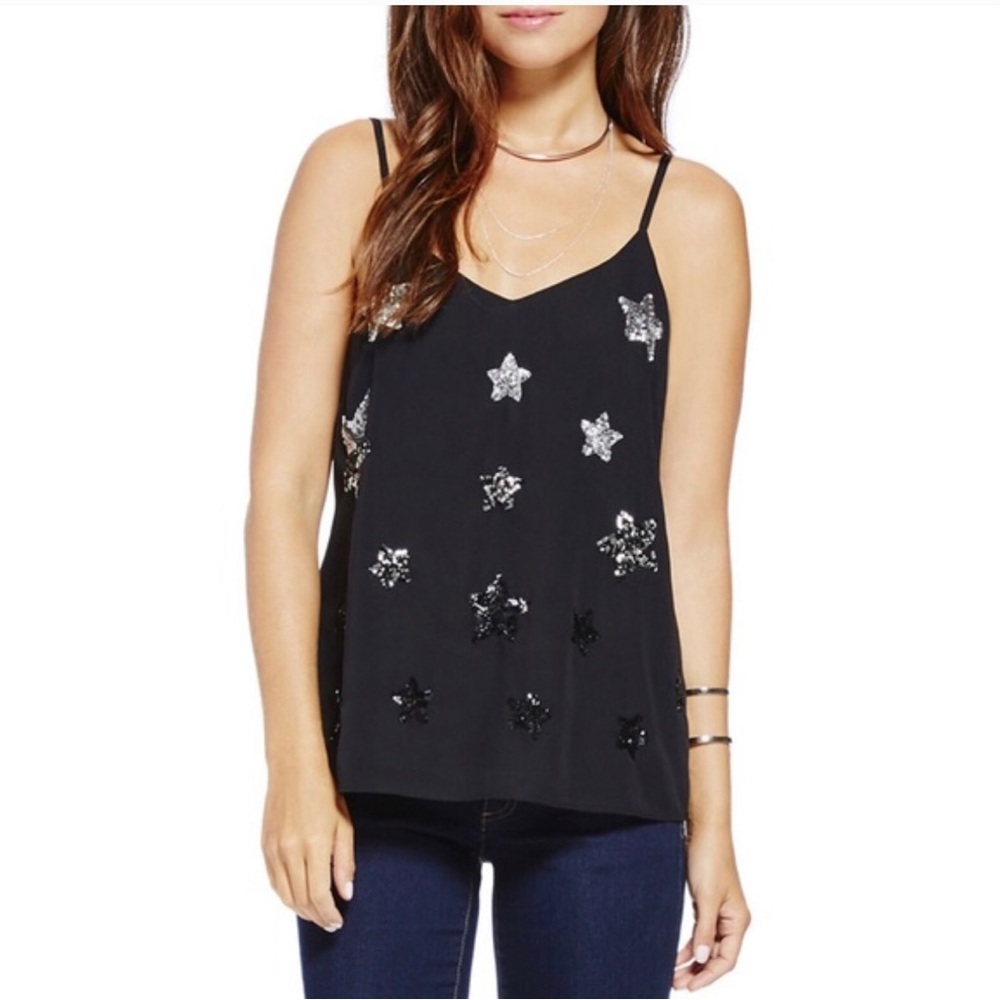 Two By Vince Camuto Black Star Star Sequin Camisole ⭐️ Size XS